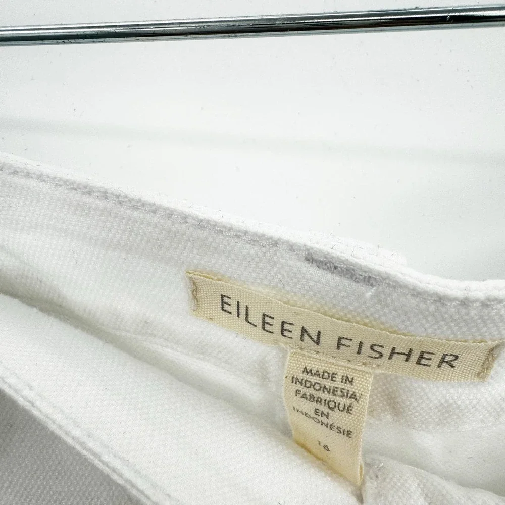Eileen Fisher Women's White Cotton Hemp Stretch Tapered Pant Size 16 NWOT
